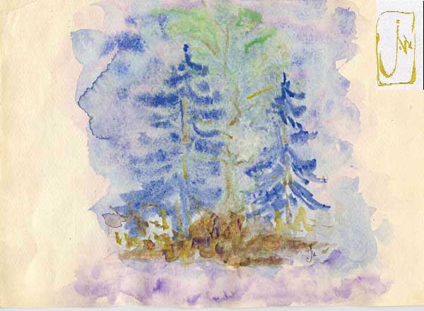 картинка, акварель лес, picture, watercolor wood, akvarelʹ les
